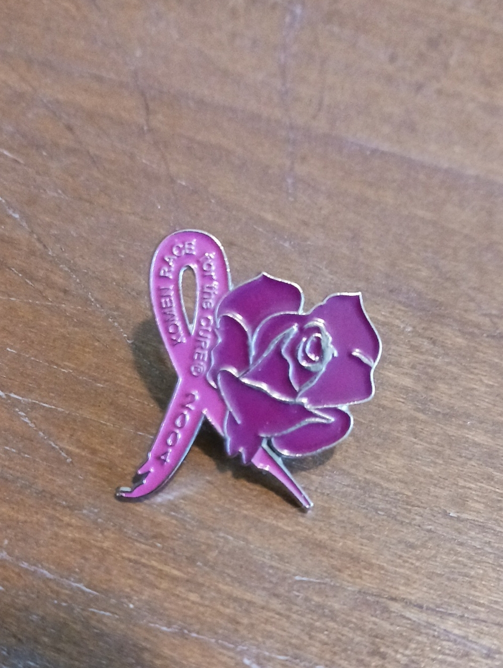 Source Unknown Purple Rose Awareness Ribbon Enamel Brooch